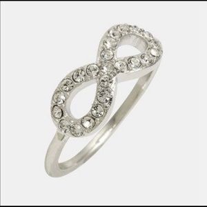 Silver pave crystal infinity band ring